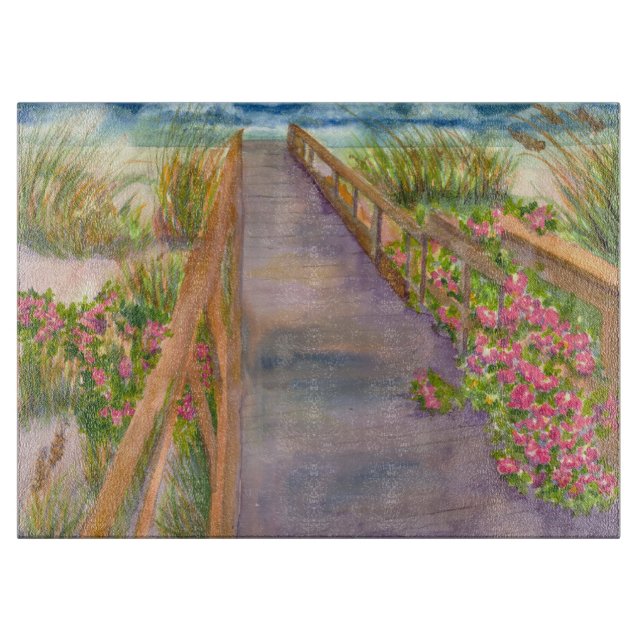 Decorative Glass Cutting Board-Path to the Sea Board (Front)
