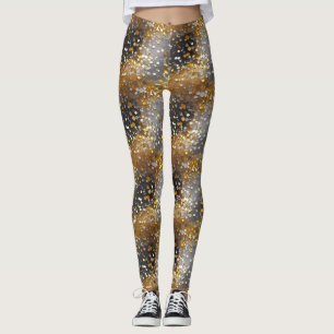 Decorative, Glitzy, Sparkly, Black, Gold, Leggings