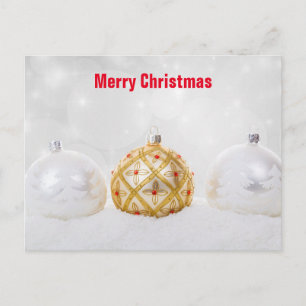 Decorative Gold and Silver Ball Merry Christmas Holiday Postcard