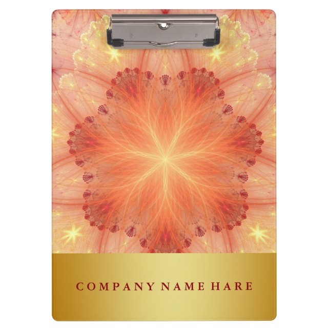 Decorative Gold Badge Orange Flower Lace Petals Clipboard (Front)