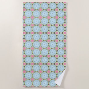 Decorative gold circle geometric patterned beach towel
