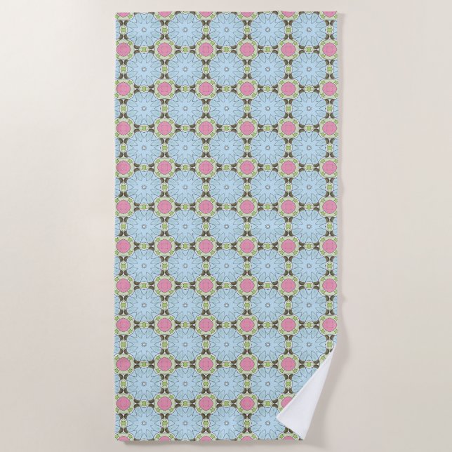 Decorative gold circle geometric patterned  beach towel (Front)