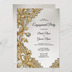 Decorative Gold Engagement Invitation