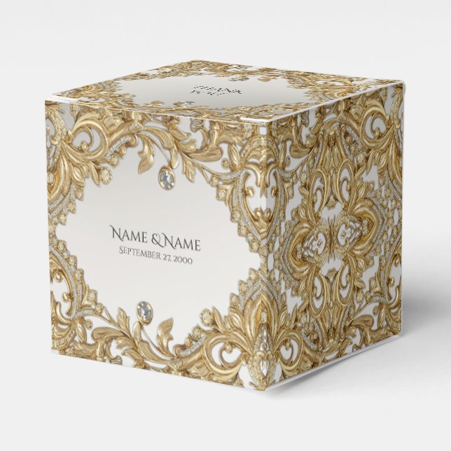 Decorative Gold Favour Box (Front Side)