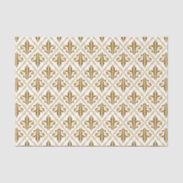 Decorative Gold Fleur-de-Lis Pattern Tissue Paper