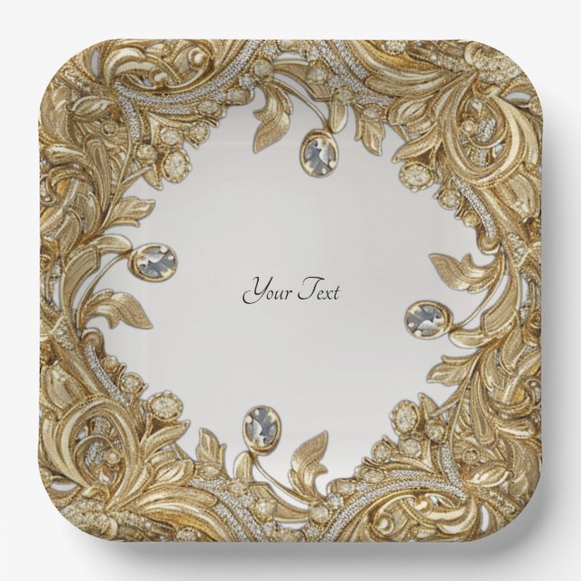 Decorative Gold Paper Plate (Front)