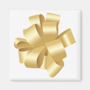 Decorative Gold Pulled Ribbon Bow Magnet