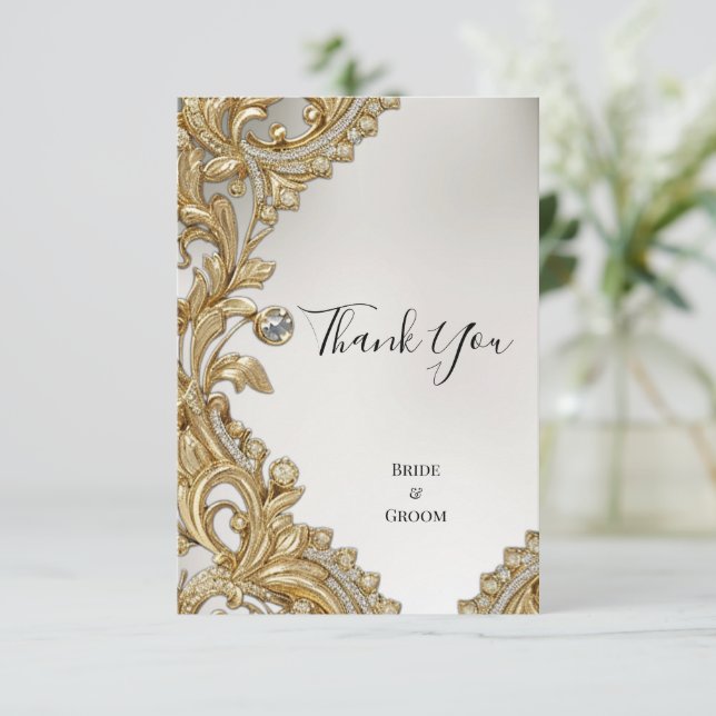 Decorative Gold Thank You Card (Standing Front)