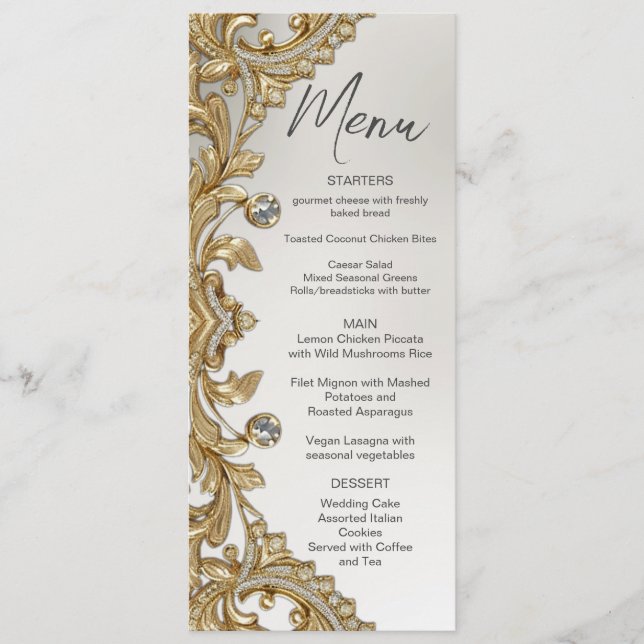 Decorative Gold Wedding Menu (Front)