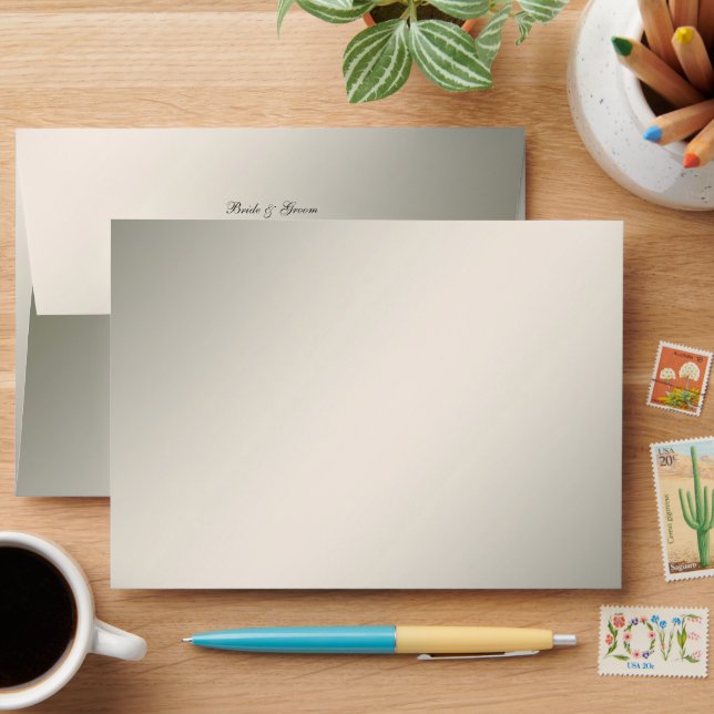 Decorative Gold White Floral Wedding Envelope (Desk)