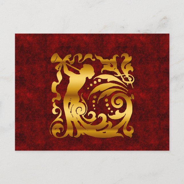 Decorative Golden Christmas Holiday Postcard (Front)