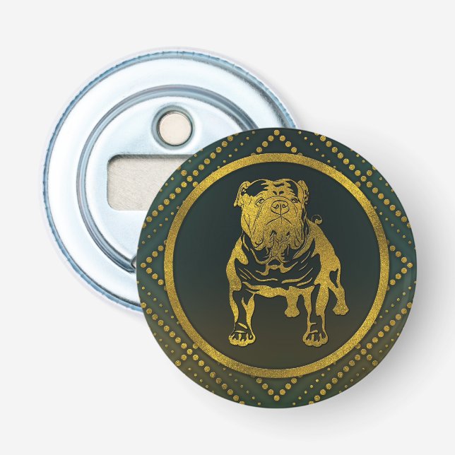 Decorative Golden Embossed - English Bulldog Bottle Opener (Front)