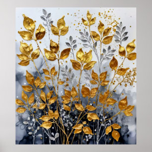 Decorative Golden Leaves #1 Poster