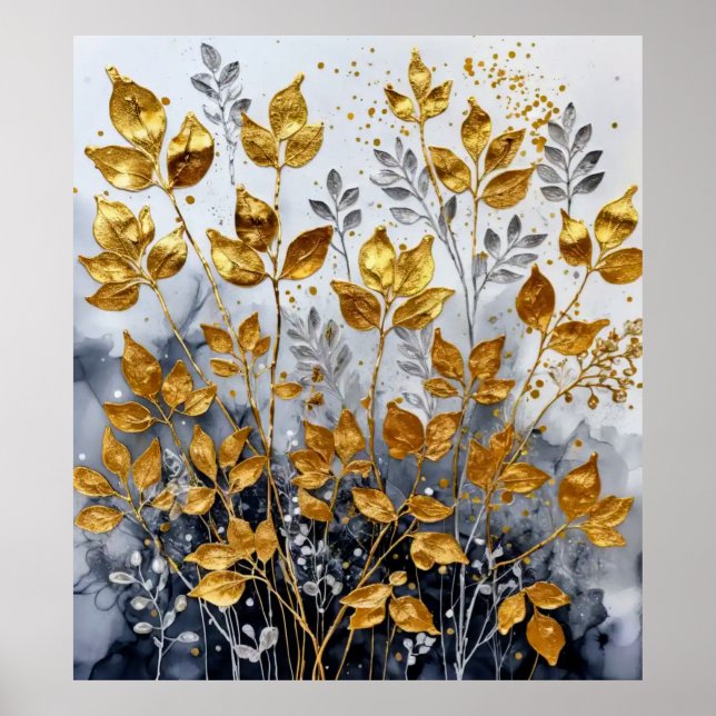 Decorative Golden Leaves #1 Poster (Front)