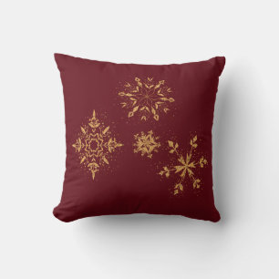 Decorative Golden Snowflakes Christmas Cushion