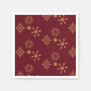 Decorative Golden Snowflakes Christmas Pattern Napkin