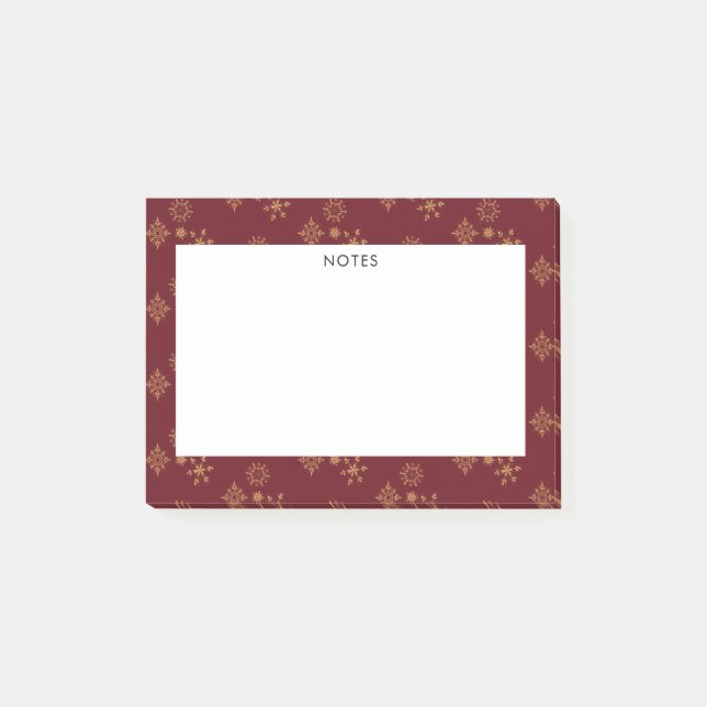 Decorative Golden Snowflakes Christmas Post-it Notes (Front)
