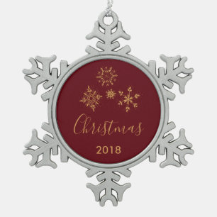 Decorative Golden Snowflakes Christmas Snowflake Pewter Christmas Ornament