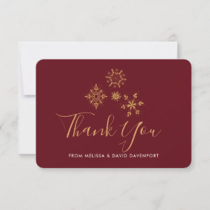 Decorative Golden Snowflakes Christmas Thanks Thank You Card