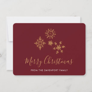 Decorative Golden Snowflakes Merry Christmas Holiday Card