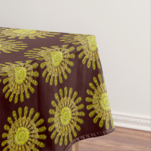 Decorative golden sun symbol tablecloth
