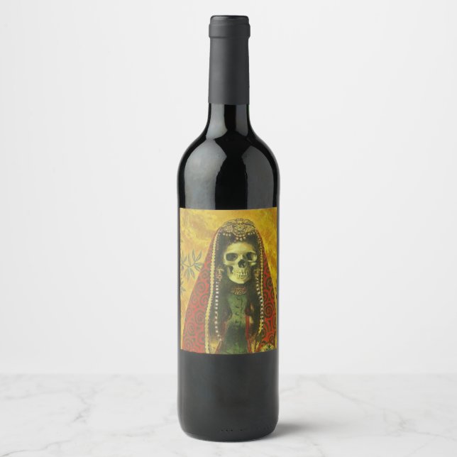 Decorative Gothic Skeleton Wine Label (Front)