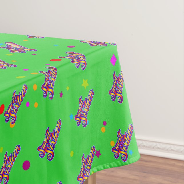 Decorative Gradient Stylised Sweet 16 on Green Tablecloth (In Situ)