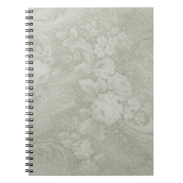 Decorative Green Floral Spiral Notebook (Front)