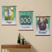 Decorative Green Glitter 2 Photos 100th Birthday