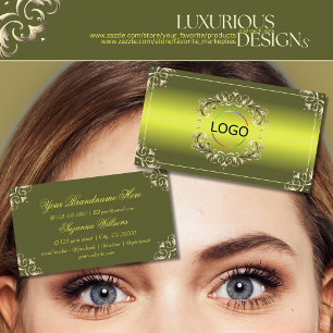 Decorative Green Yellow with Logo  Eye Catching Business Card