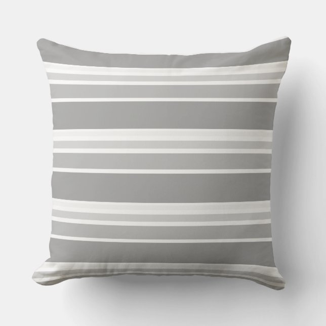 Decorative Grey And White Stripe Cushion (Front)