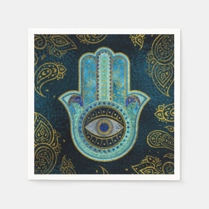 Decorative Hamsa Hand with paisley background Napkin