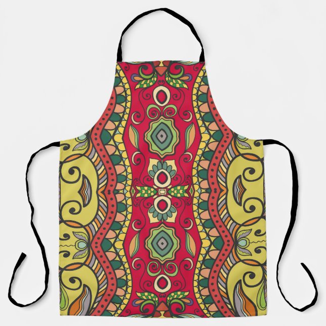 Decorative Hand-Drawn Seamless Abstract Pattern Apron (Front)