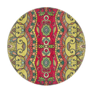 Decorative Hand-Drawn Seamless Abstract Pattern Cutting Board