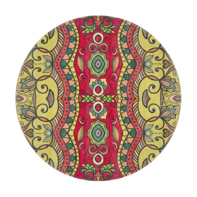 Decorative Hand-Drawn Seamless Abstract Pattern Cutting Board (Front)