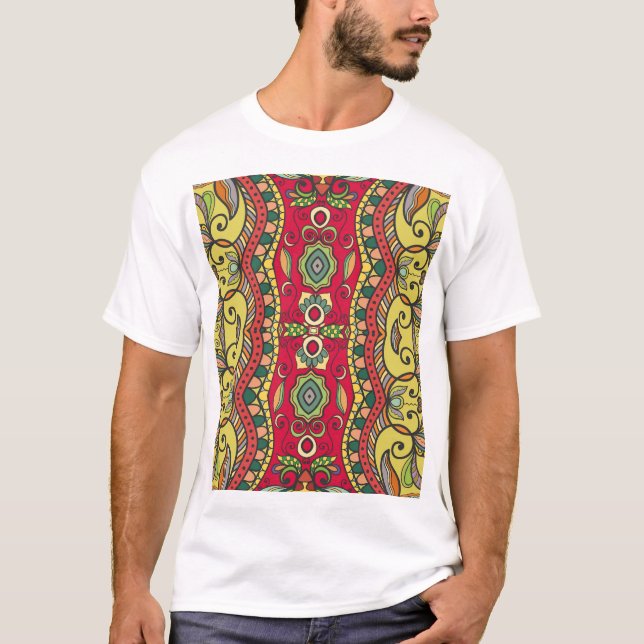 Decorative Hand-Drawn Seamless Abstract Pattern T-Shirt (Front)