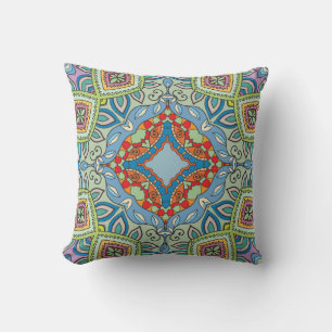Decorative hand drawn seamless pattern. Colorful a Cushion
