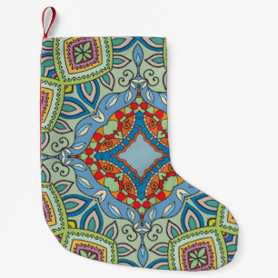 Decorative hand drawn seamless pattern. Colorful a Small Christmas Stocking