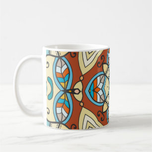 Decorative hand drawn seamless pattern. Colourful Coffee Mug