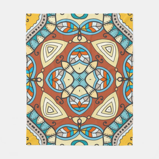 Decorative hand drawn seamless pattern. Colourful  Fleece Blanket (Front)