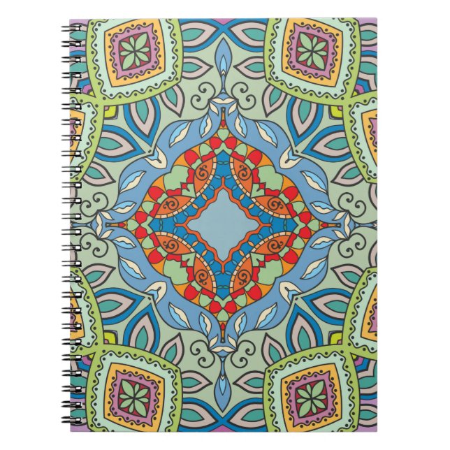Decorative hand drawn seamless pattern. Colourful  Notebook (Front)
