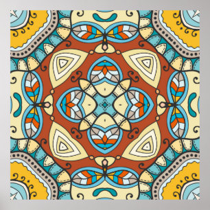 Decorative hand drawn seamless pattern. Colourful Poster