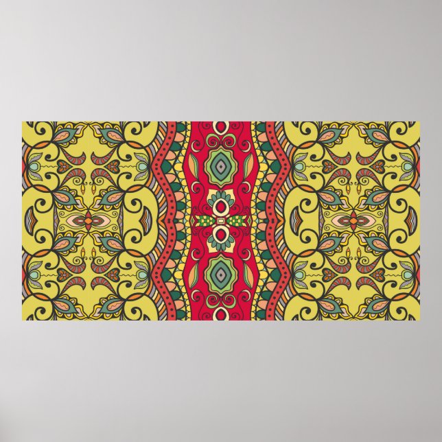 Decorative hand drawn seamless pattern. Colourful  Poster (Front)