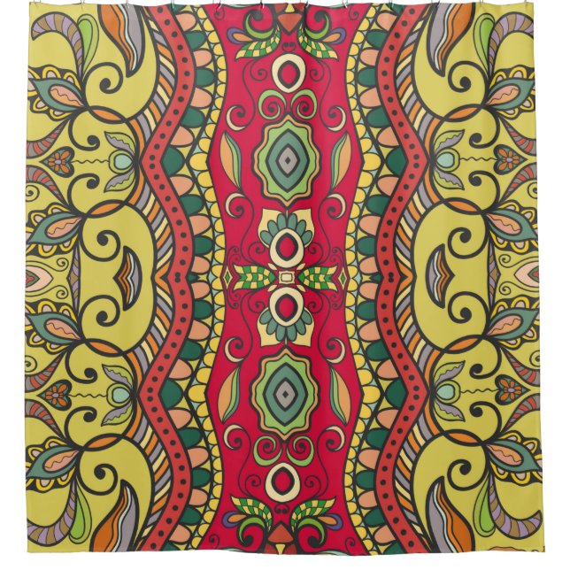 Decorative hand drawn seamless pattern. Colourful  Shower Curtain (Front)