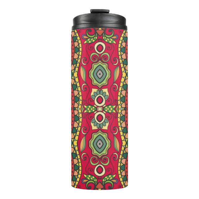 Decorative hand drawn seamless pattern. Colourful  Thermal Tumbler (Front)