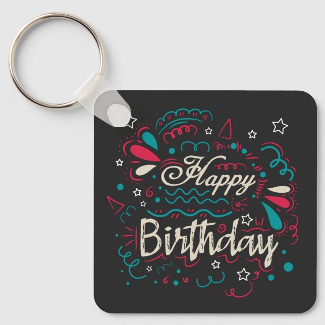 decorative happy birthday key ring (Front)