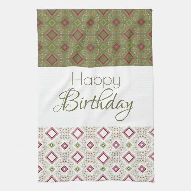 Decorative Happy Birthday Kitchen Towel (Vertical)