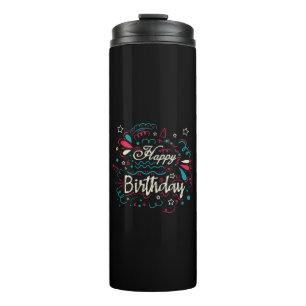 decorative happy birthday thermal tumbler