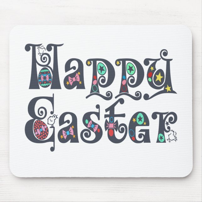 Decorative Happy Easter Typography | Mousepad (Front)