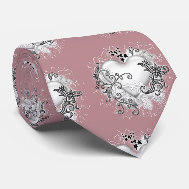 Decorative Hearts Tie (Rolled)